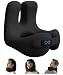 Everlasting Comfort 100% Memory Foam Travel Neck Pillow, Gel Infused & Ventilated, Airplane Accessory Kit with Sleep Mask and Earplugs, Black