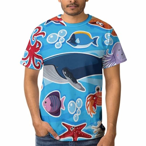 Tee Shirt Manches Courtes Homme Imprimé Marine pour les Vacances d'Été