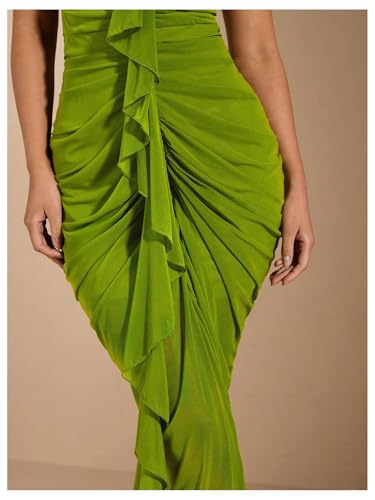 Floerns Women's Ruffle Ruched Cami Dress Draped Split Elegant Bodycon Maxi Dresses4