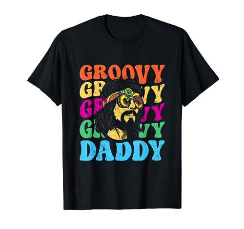 Uomo Groovy Daddy - Colorato Groovy Dad Best Papa Happy Birthday Maglietta