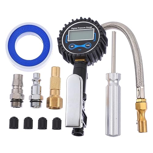 STOBAZA 1 Set Digital Tire Pressure Gauge with Inflator for Quick Measurement and Inflation for Cars Motorcycles and Bicycles