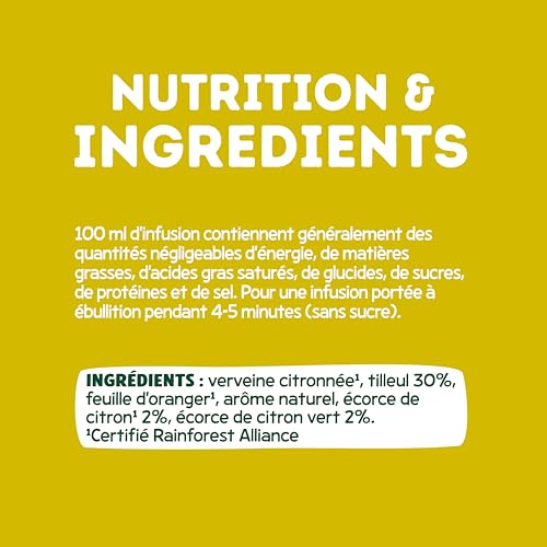 Elephant, Infusion Aromatisée, Goût Tilleuil, Citron et Citron Vert, Certifié Rainforest Alliance, Ingrédients d'Origine 100% Naturelle, 20 Sachets Pyramid