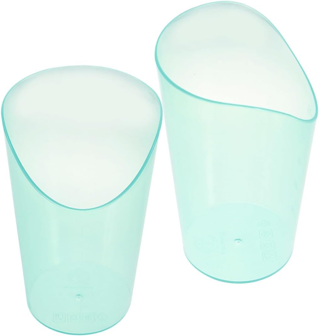 2pcs Elderly Care Drinking Cups Tilted Dysphagia Mug for Adults Disabled Patients Leakproof Transparent Spill-resistant Hospital Feeding Glasses