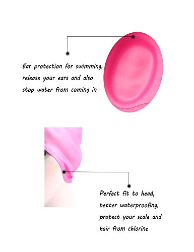 Swimming Caps For Long Hair, 3D Waterproof Silicone Swim Cap For Women Men Girls Kids Bathing Caps For Dreadlocks And Braids Keeps Hair Clean Ear Dry With Ear Protection #TOP2