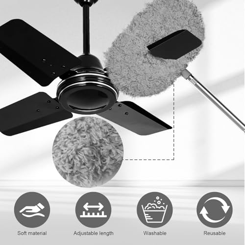 Image of Eunice 7FT Ceiling Fan Duster with Extension Pole, Adjustable and Removable Fan Cleaner Blade for High Ceiling, Window Door Furniture (Grey)