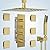 Bostingner Shower Jets System in Wall, 16 inch Ceiling Rainfall Shower System with Handheld and 6 Body Spray Jets Can All Run Together Thermostatic Shower System with Valve and Trim Kit - Brushed Gold
