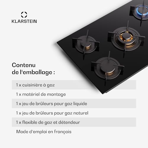 Klarstein Goldflame 5 Table De Cuisson À Gaz 5 Feux Contrôle Latéral - vue 7