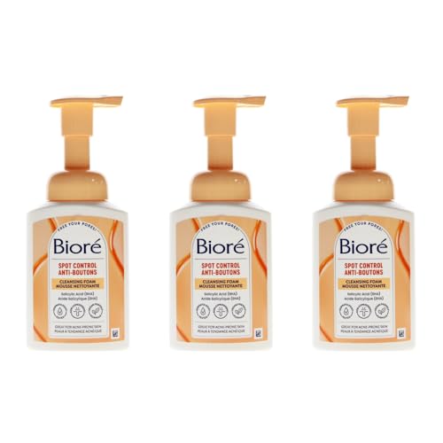Image of Biore Spot Control Cleansing Foam with Salicylic Acid (BHA), Acne-Prone Skin, 200ml, Pack of 3
