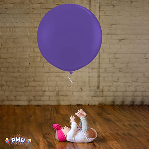 Pmu Premium Latex Balloons - Jumbo Size Balloons For Birthdays, Wedding Parties, Baby Shower, Indoor & Outdoor Party Events & Decoration Supplies - Made In Usa, 36 Inch Quartz Purple, Pkg/6 #TOP6