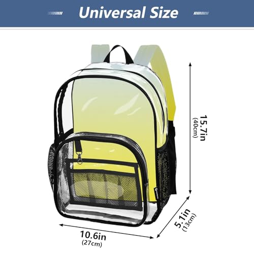 Girls Backpack for Kids Elegant Blue Canary Yellow Gradient Travel Clear Backpack Floral See through Shoulder Bag4