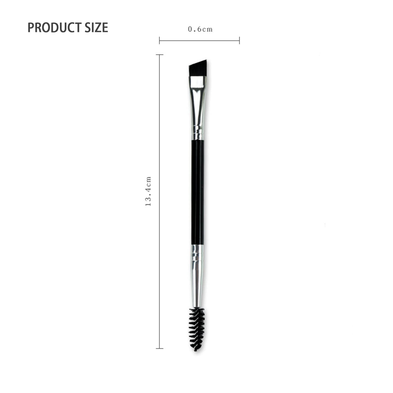 Prosopyare Professional Double-Ended Angled Eyebrow Brush and Spoolie, Black - Image 2 thumbnail