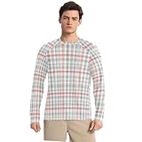 Gray Plaid Offwhite Long Sleeves UPF 50+ Comfortable Comfort Mens Sun Shirts Protection Long Sleeve Hiking, Gray Plaid Offwhite, Small