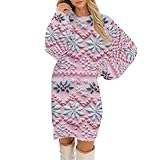Winterkleid Damen Weihnachtskleid Pullover Kleider Weihnachtskostüm Partykleid Silvester Kleid Weihnachtskleider Pulloverkleid A Linien Weihnachten Winterkleider Weihnachts Weihnachtspullover