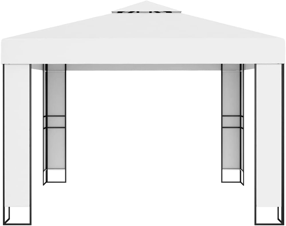 vidaXL vidaXL Gazebo, Pop up Canopy Tent with Double Roof, Patio Pavilion with Steel Frame, Wedding Party Tent for Garden Backyard Beach, White