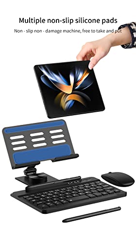 Shieid Galaxy Z Fold 4 Stand, 360°Rotate Pos Tablet Stand, Zip Pull Out, Lntegrated Folding Design Set [Folding Bracket/Keyboard/Mouse/Capacitor Pen] Stand Fits Galaxy Z Fold4/Fold3, Black #TOP4