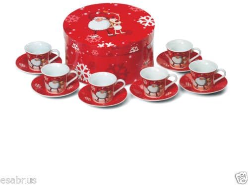 Christmas 12 Piece Espresso Coffee Set. 6 Cups,6 Saucers. Comes In Gift Box.