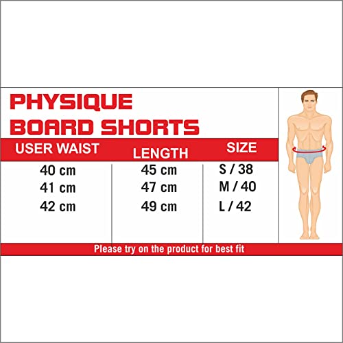 Image of USI Universal 411PA Aloha Physique Board Shorts, Polyester Fitness Shorts, Hook & Loop Fly, Drawstring Closure, Tailored Fit for Thin Waist & Muscular Thighs (in, Alpha, L, Gold /Black)