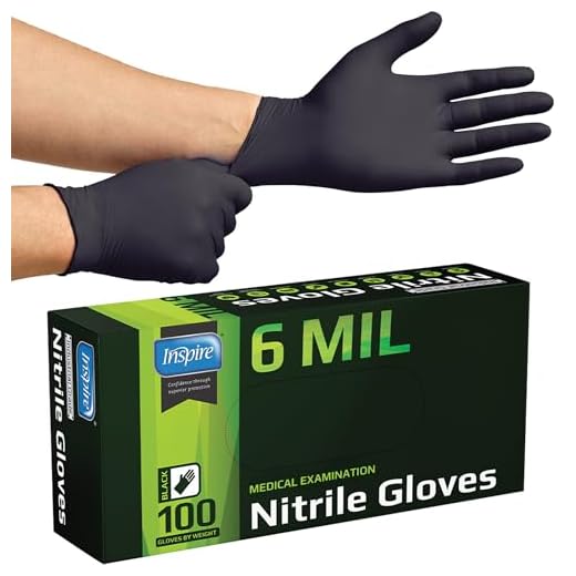 Inspire Black Nitrile Gloves HEAVY DUTY 6 Mil Nitrile Chemical Resistant Medical Cooking Cleaning Disposable Black Gloves