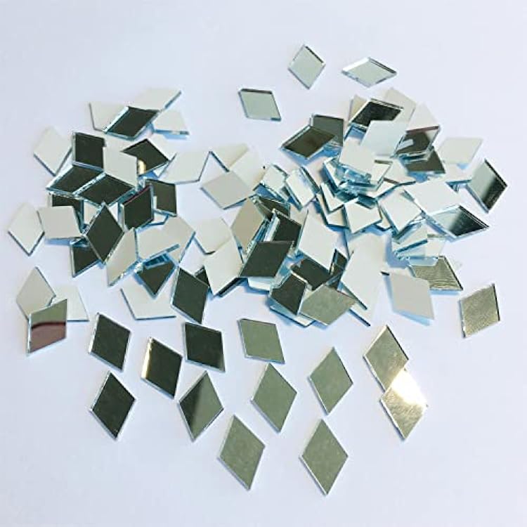 200 Pcs Mini Diamond Shape Mirror Mosaic Tiles for Craft Work, Disco Ball Mirror, Home Decor (Silver)