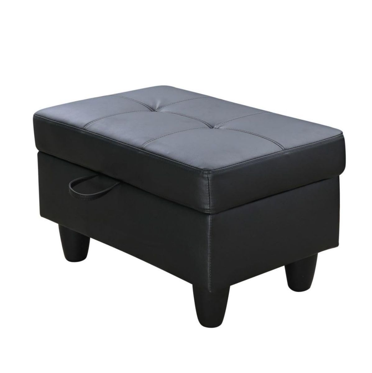ottoman storage ottoman bench faux leather footrest footstool with hinged lid for living room, bedroom, entryway, black, 28.5"x19"x17.5"