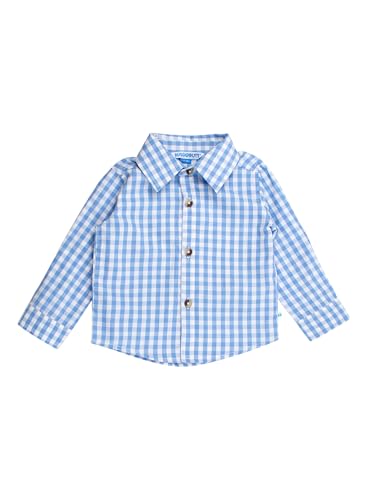 Image of RUGGEDBUTTS Boys Solid Cotton Long Sleeve Button Down Shirt with Button Tabs