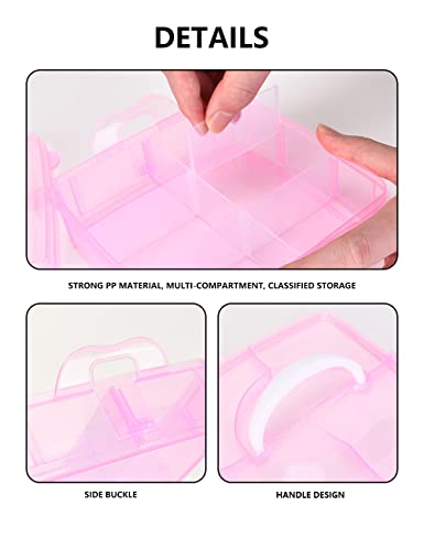 3 Tier Stackable Makeup Storage Containers With Adjustable Compartments For Nail Arts Jewelry Beads,Nail Fimo Pearls Rhinestones Studs Sewing Accessories, And Supply Organizer -6 X 6 X 5 In(Pink) #TOP3
