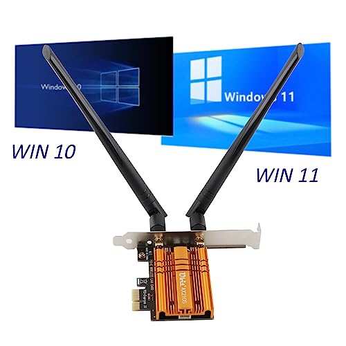 Ubit Scheda di rete, AX210 PCIe Scheda WiFi 6E, Max 5374Mbps con BT 5.2,Tri-Bande(6G/5G/2.4G),802.11AX con MU-MIMO,OFDMA,Ultra-Low Latency,Supporto Windows 10/11 64bit