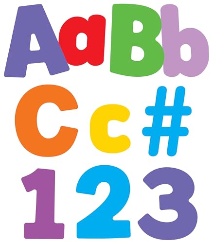 Carson Dellosa 219-Piece Colorful Cutout Letters, 4" Upper and Lowercase Alphabet, Numbers, Punctuation, and Symbols for Bulletin Board, Posterboard, Party, and Classroom Decor
