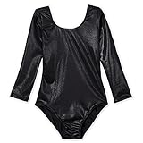 Domusgo Leotard for Girls Gymnastics Size 4t 5t Sparkly Black Tumbling One Piece Long Sleeve Outfits