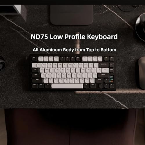 Image of Chilkey ND75 LP Low Profile Aluminum Mechanical Keyboard, 75 Percent Wireless Gaming Keyboard w /Screen, Tri-Mode, Quick Disassembly, RGB Backlit Key Board for Laptop Office PC (Black)