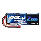 Zeee Lipo Battery 7.4V 100C 8000mAh Hard Case with Deans T Plug for RC Car RC Truck RC Truggy RC Boat Helicopter (Wires soldered)