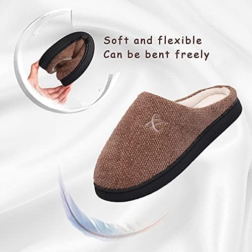 Landeer Slippers for Men's and Women's Memory Foam House Shoes Indoor (Brown, Women11-12/Men9-10) | Image 3
