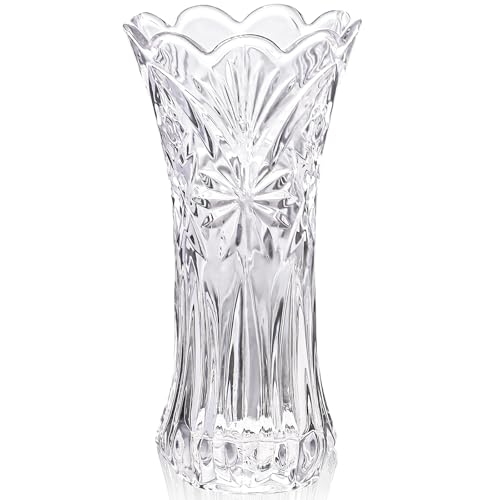 JASVIC 12 Inch Crystal Vases for Flowers Tall Glass Flower Vase