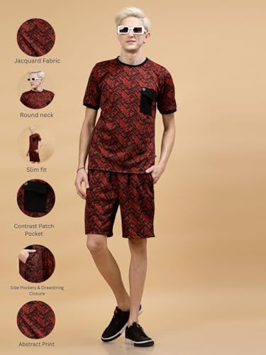 Image of Rigo Cotton Blend Waffle Knit Self Textured Co-Ord Set For Men's|Night Suit Set|Lounge-Wear Pajama Set|Night Wear, Beach Wear, Vacation Wear