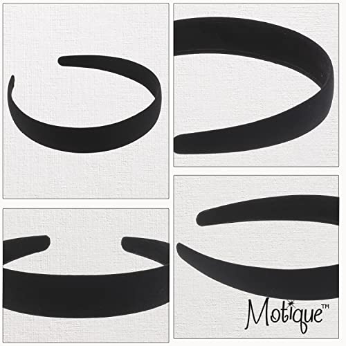 Motique Accessories Black 1 Inch Fabric Headband For Women And Girls #TOP3