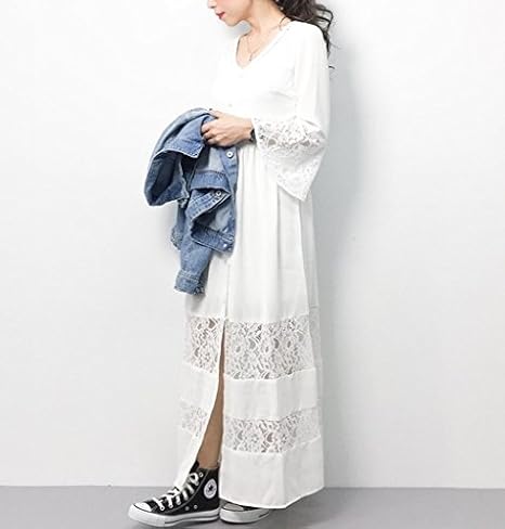 Amazon リエンダ Rienda レース ガウン ロング カーディガン マキシ ワンピース イブニングドレス 通販