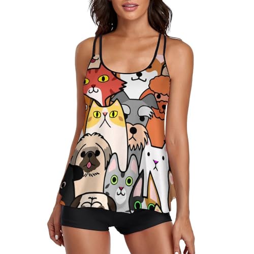 Maillot de bain tankini chiens et chats anti-frottement avec shorty