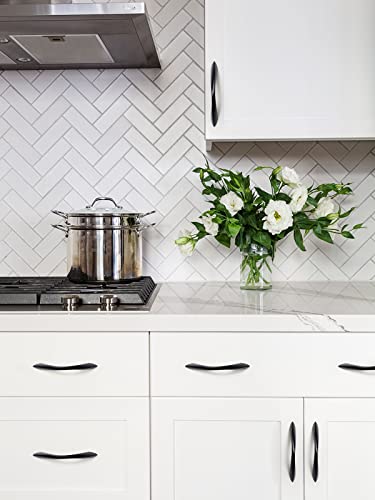 Image of Black Cabinet Pulls 3-3 /4 Inch Arch Twisted Matte Black Handles Drawer Kitchen Cupboard Bathroom Dresser Cabinet Hardware Zinc Alloy 10 Pack
