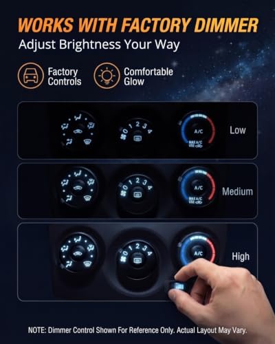 Image of WLJH Ice Blue A /C Climate Heater Control Dash Indicator Light Switch Led Bulbs Replacement Kit For Camry Corolla Tacoma Matrix, Pack of 10 | 3030 SMD, 150lm, Dimmable, Tacoma 2005-2011, Direct Replacement, Nighttime Readability, Stable Performance, 10-Pack