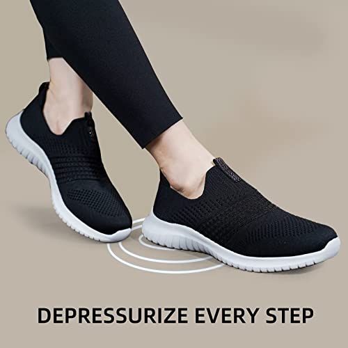 Image of TIOSEBON Women's Walking Tennis Shoes Knit Comfortable Slip on Breathable Mesh Lightweight Sneaker