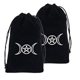 SWYZOR 2 Stücke Tarot Aufbewahrungstasche Dicker Samt Verpackungsbeutel 12 Konstellationssymbole Kordelzugbeutel Schutzkarte Brettspiel Stickerei Für Tarot Würfelkarten Schmuck 12x18cm(Schwarz)