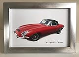 Luxus Limousine Witherden\'s Workshop Foto Jaguar E-Type Mk1 1966 (rot), 10,2 x 15,2 cm, silberfarbener Rahmen