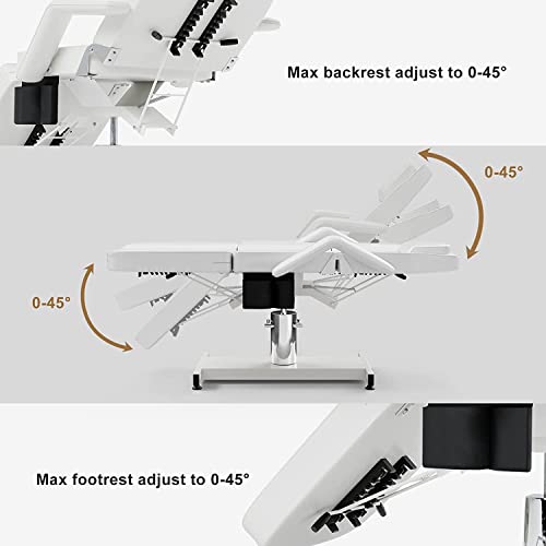 Icoget 360° Swivel Tattoo Bed Chair, Lash Chair W/Hydraulic Adjustable Height And Angle, Esthetician Facial Bed Massage Station For Spa, Beauty Microblading, Wax - White #TOP2