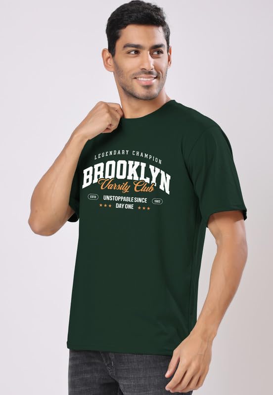Image of London Hills Men's Cotton Oversized Fit Casual Printed Round Neck, Oversized Drop Shoulder T-Shirt