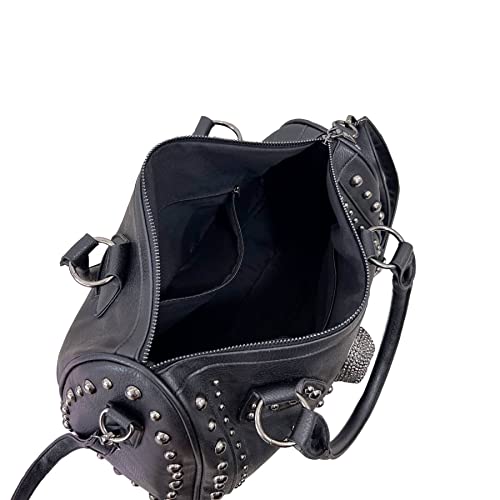 Ro Rox Rogue Large Studded Skull Gothic Faux Leather Duffle Bag3