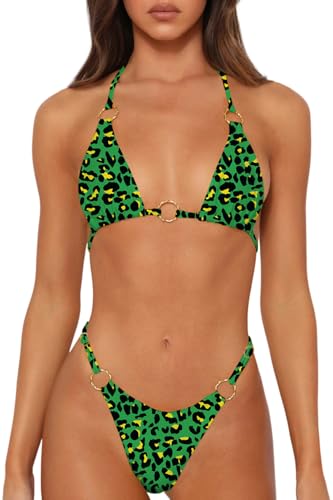 Image of MIKETAI Sexy Bikinis for Women 2 Piece Bikini Spaghetti Strap Swimsuits Solid Color Bathing Swimwear Triangle Bathing Suit