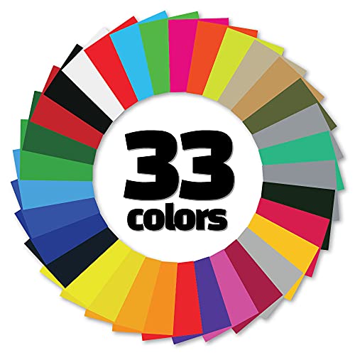 Gio-Flex Heat Transfer Vinyl 10"X12"-33 Sheets Htv Assorted Color Bundle Pack Iron-On Transfer Design For T-Shirts Compatible With Cricut Silhouette Cameo Heat Press Machine Easy To Weed Cut #TOP5