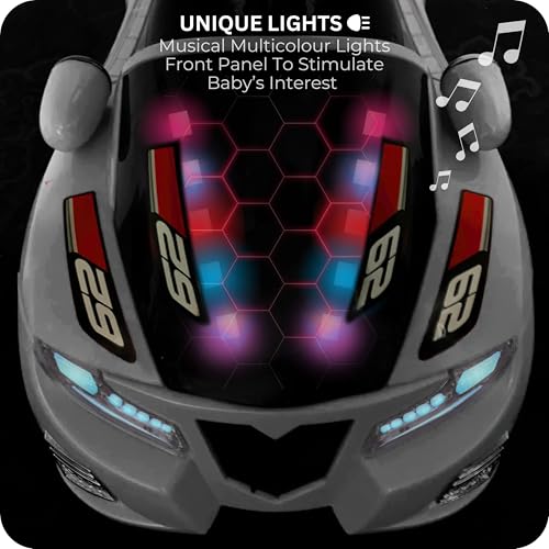 Kids First Step Baby Ride on & Car with Music & Multicolor Lights | Steering Control & Under Seat Storage | Push Car for Baby with Backrest | Ride on for Kids 1 to 3 Years (White) - Image 4