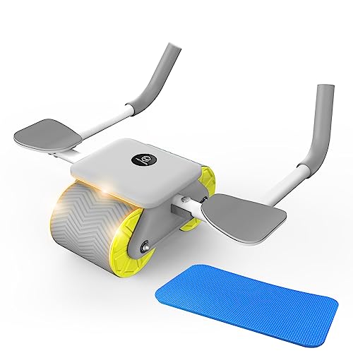 Elbow Support Rebound Abdominal Wheel 125mm 2023 New Ab Roller Wheel Automatic Rebound Abdominal Wheel with Elbow Support， Automatic Rebound Abdominal Wheel for Perfect Core Strength Fitness