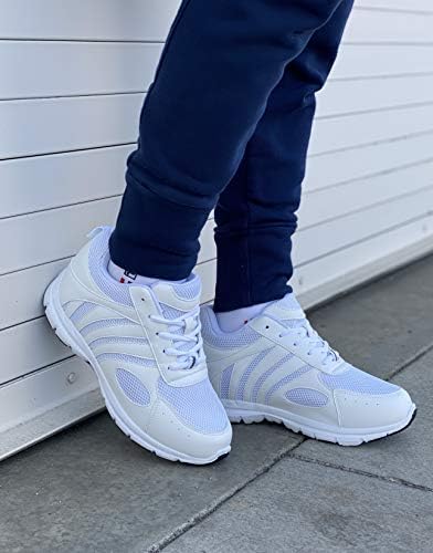 CALTO Men's Invisible Height Increasing Elevator Shoes - White Leather/Mesh Lace-up Super Lightweight Trainer Sneakers | Image 5